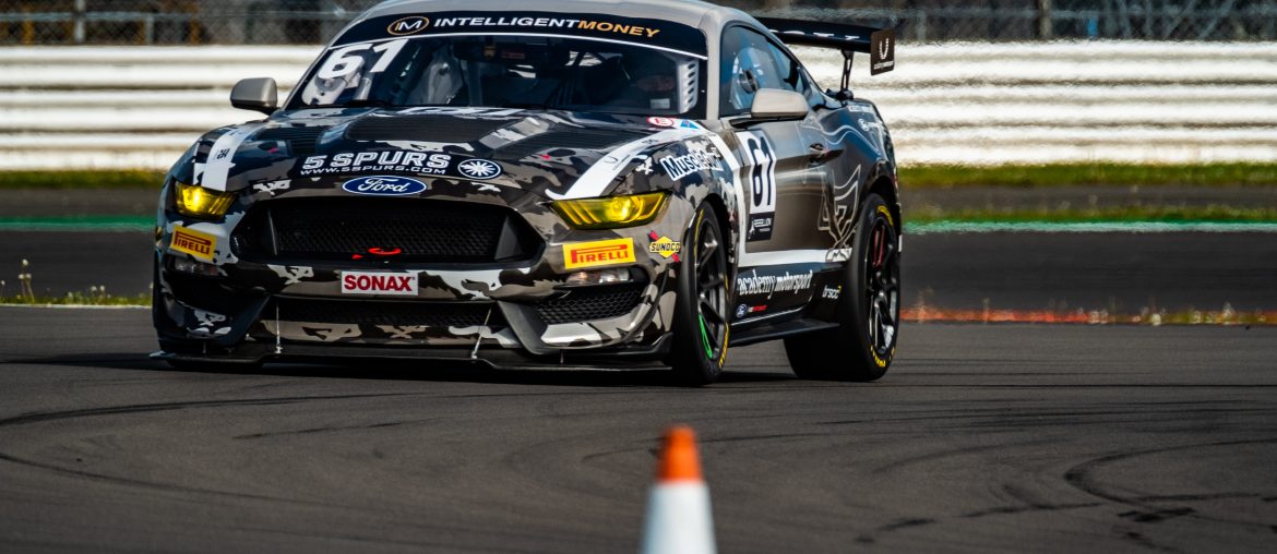 The Academy Motorsport Ford Mustang at the Silverstone 500 in 2022.