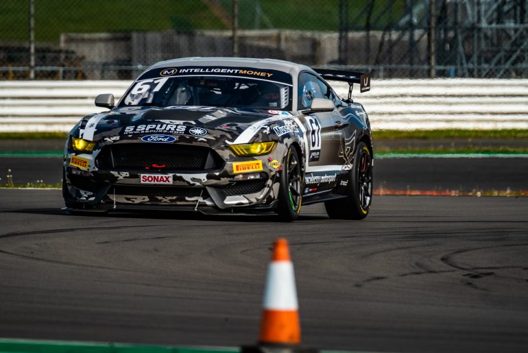 The Academy Motorsport Ford Mustang at the Silverstone 500 in 2022.