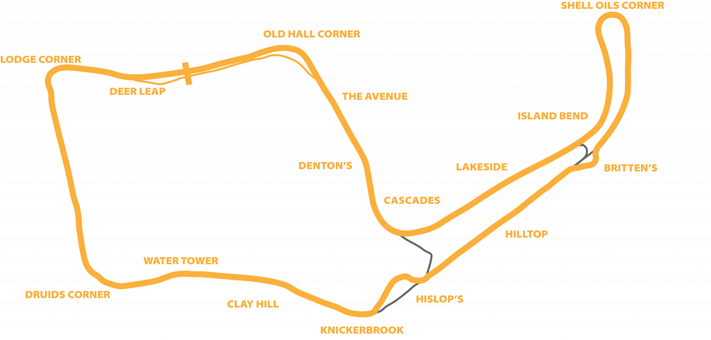 Circuit map of Oulton Park International
