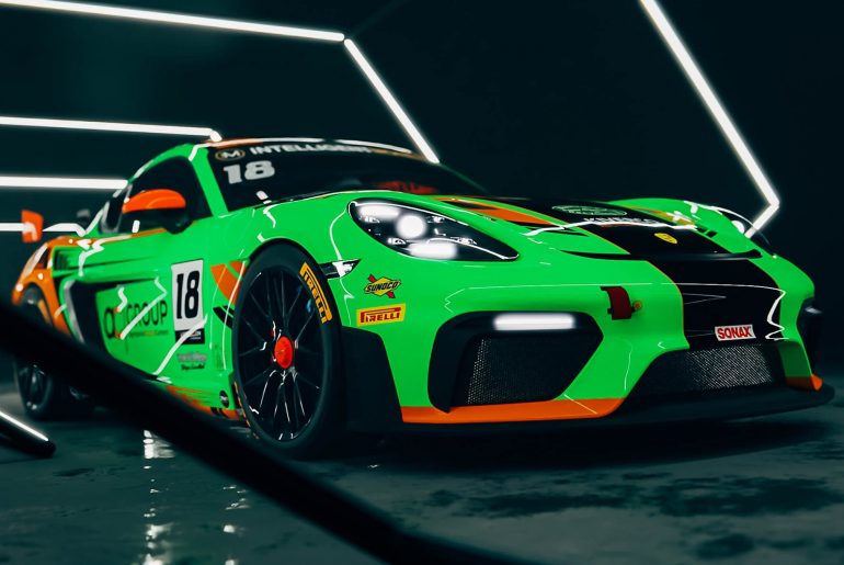 The Porsche 708 Cayman GT4 Clubsport RS which Team Parker Racing will run in the GT4 class of British GT in 2023