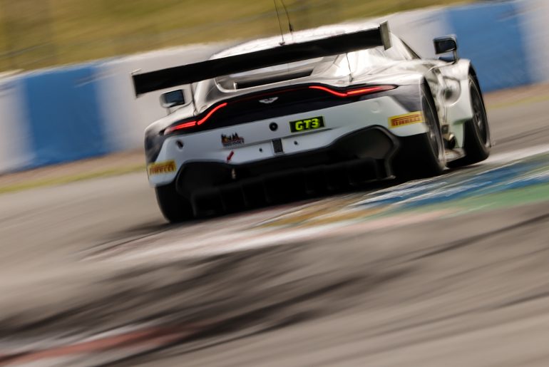 The FP1 session topping Aston Martin V8 Vantage AMR GT4 of Ross Gunn.