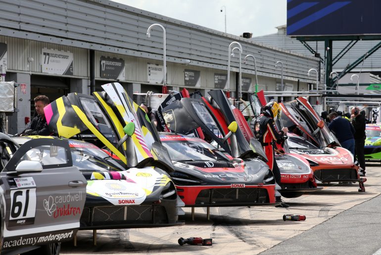 The pit lane at Silverstone where qualifying for the Silverstone 500 will take place.